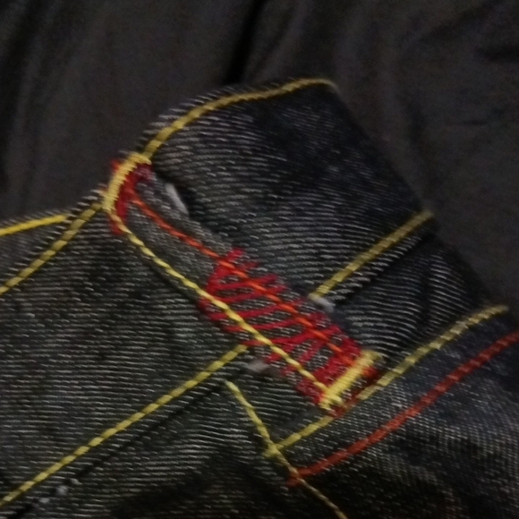 Vintage Red Monkey Men's Blue Jeans with Unique Pocket Design By Martin Ksosoh - Picture 13 of 14